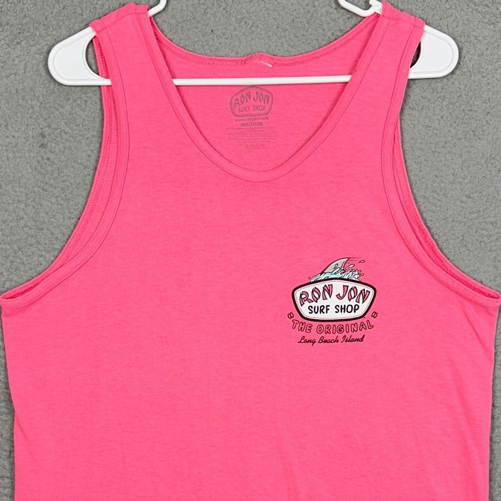 Ron Jon Surf Shop Tank Top Mens Medium Surf Cruiser Pink Graphic Sleeveless EUC